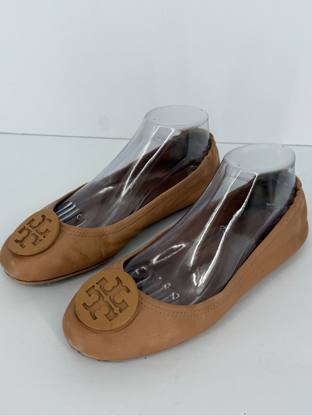 Tory Burch Minnie Tan Beige Neutral Leather Capsule Classic Ballet Flats Shoes 9